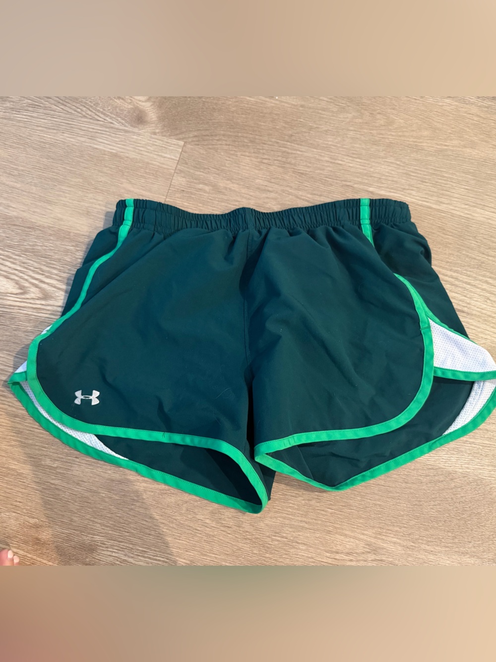Under Armour Dark Green Shorts with Bright Green Trim